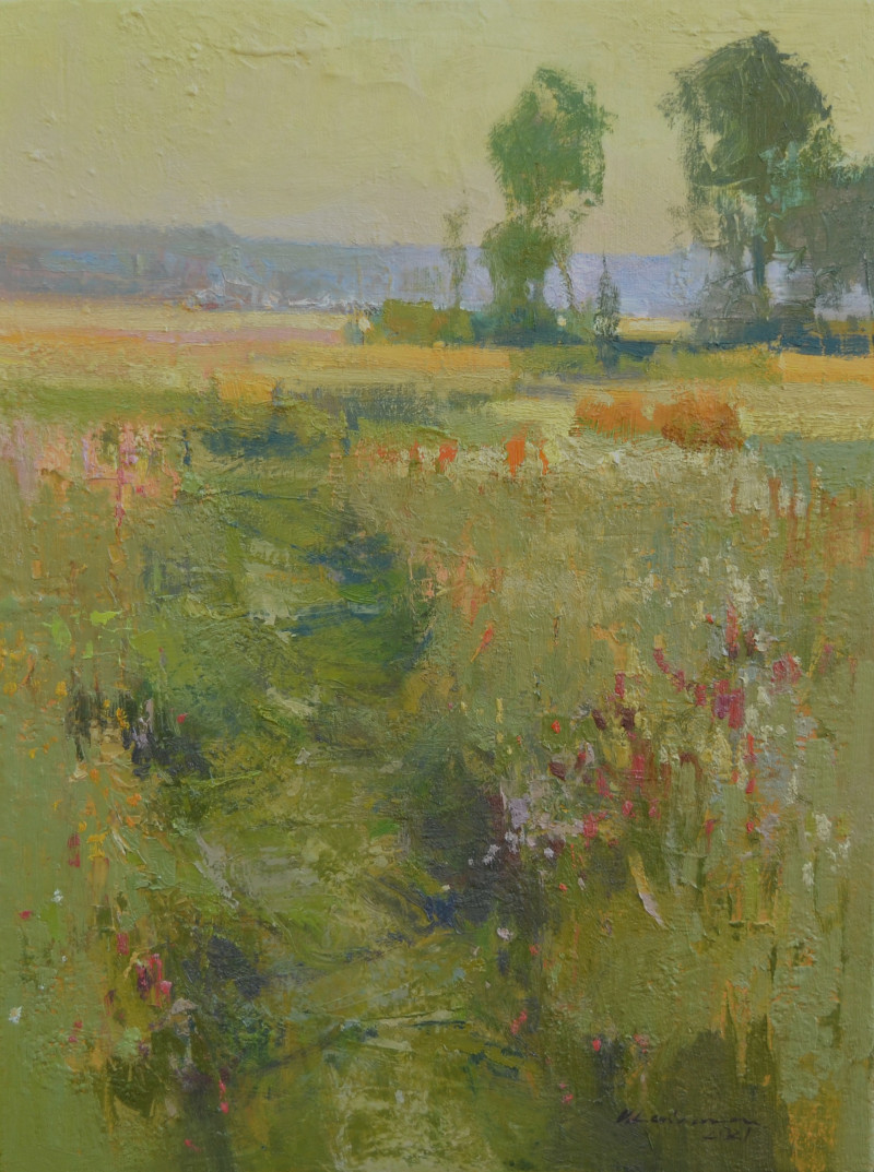 Path Through A Meadow original painting by Vytautas Laisonas. Landscapes