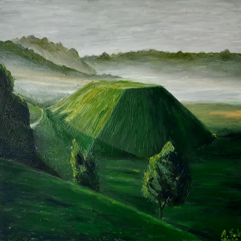 Aistija Sokolova tapytas paveikslas Kernavės piliakalnis, Peizažai , paveikslai internetu