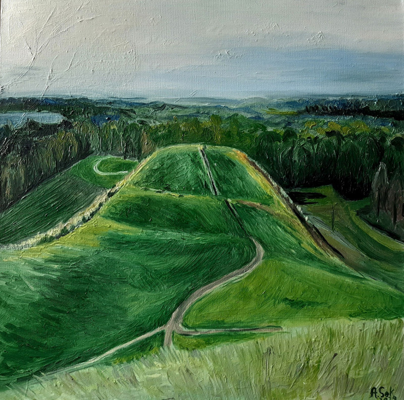 Aistija Sokolova tapytas paveikslas Medvėgalio piliakalnis, Peizažai , paveikslai internetu