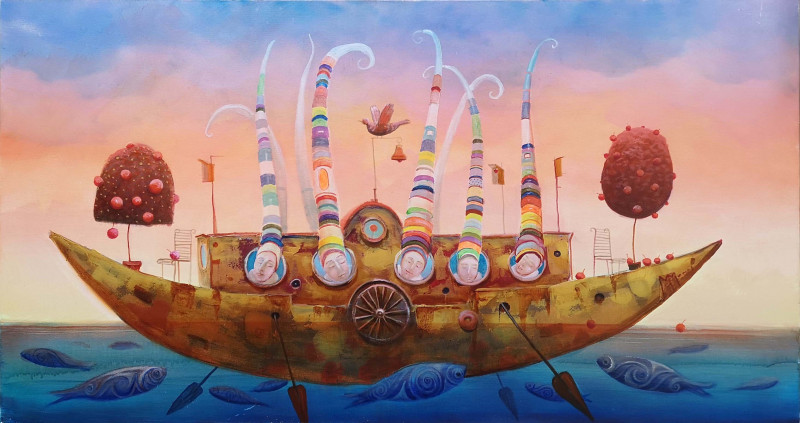 Modestas Malinauskas tapytas paveikslas Penkios nuotaikos, Fantastiniai paveikslai , paveikslai internetu