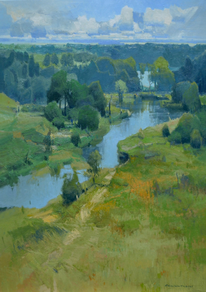By the River original painting by Vytautas Laisonas. Landscapes