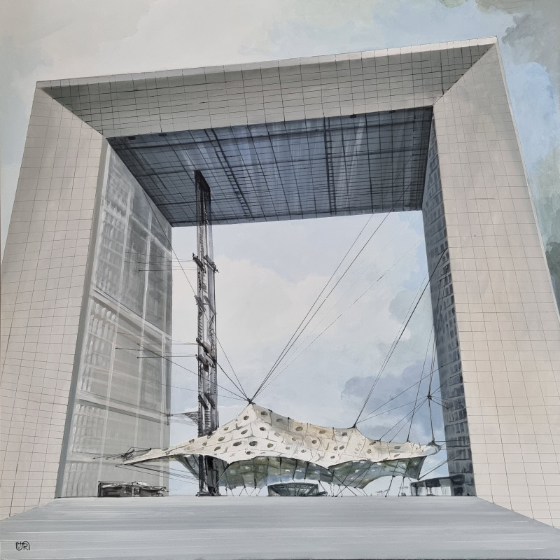 Rasa Tamošiūnienė tapytas paveikslas Paryžiaus La Défense. Didžioji arka, Urbanistinė tapyba , paveikslai internetu