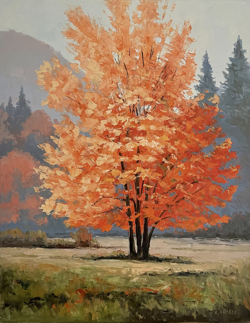 Dressed Up Autumn original painting by Rimantas Virbickas. Landscapes