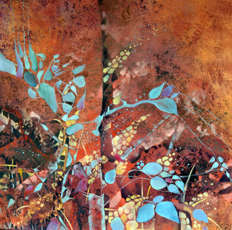 Lina Urbanavičienė tapytas paveikslas Rudens burtai, Abstrakti tapyba , paveikslai internetu
