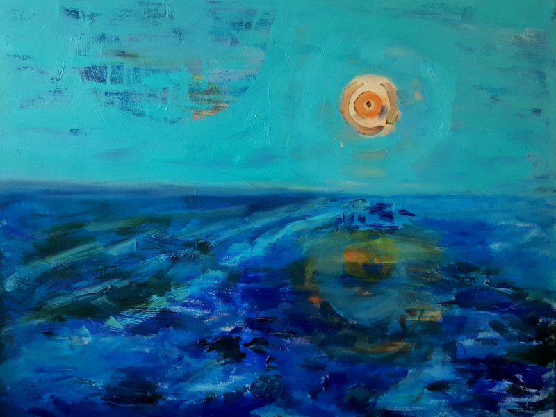 Sea with a Circle original painting by Kristina Čivilytė. Marine Art