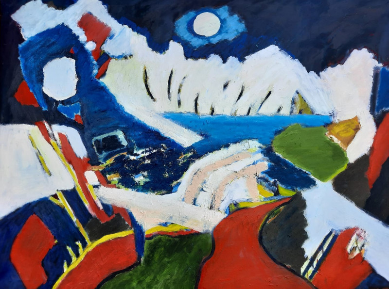 Gitas Markutis tapytas paveikslas Balti kalnai prie mėlyno ežero, Abstrakti tapyba , paveikslai internetu
