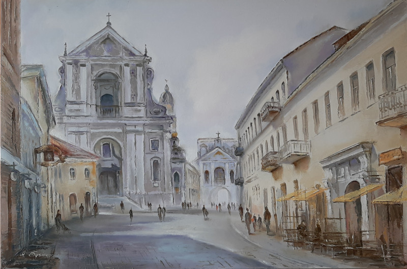 Aleksandras Lysiukas tapytas paveikslas Šv. Teresės bažnyčia, Urbanistinė tapyba , paveikslai internetu