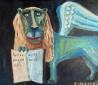 Robertas Strazdas tapytas paveikslas Liūtas 2. Geriau protingas priešas negu kvailas draugas, Animalistiniai paveikslai , pav...