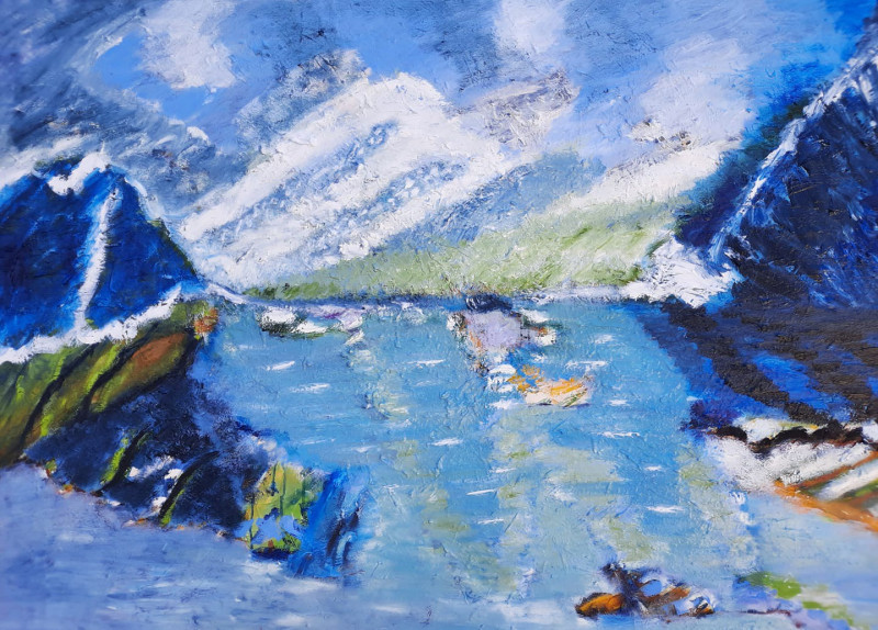 Gitas Markutis tapytas paveikslas Mėlynieji kalnai ir mėlyni vandenys, Abstrakti tapyba , paveikslai internetu