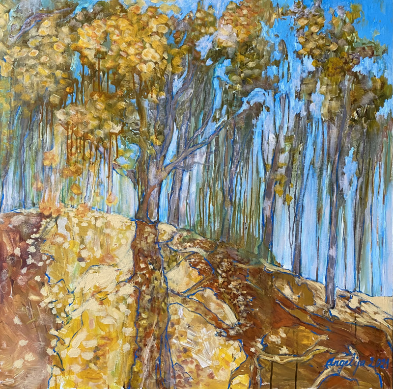 Angelija Eidukienė tapytas paveikslas Miškais ateina ruduo, Peizažai , paveikslai internetu