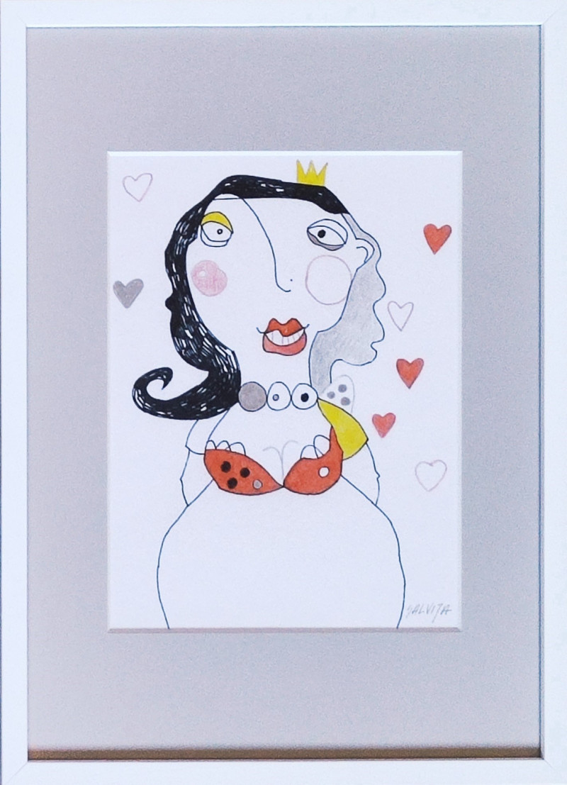 Salvija Zakienė tapytas paveikslas Širdžių karalienė. Iš ciklo \\"Angelėlių pasakojimai, Išlaisvinta fantazija , paveikslai i...
