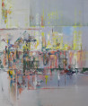 Laima Giedraitienė tapytas paveikslas Miesto atspindžiai, Abstrakti tapyba , paveikslai internetu