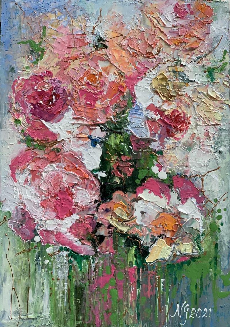 Nijolė Grigonytė-Lozovska tapytas paveikslas Dar nenuskintos gėlės, Gėlės , paveikslai internetu
