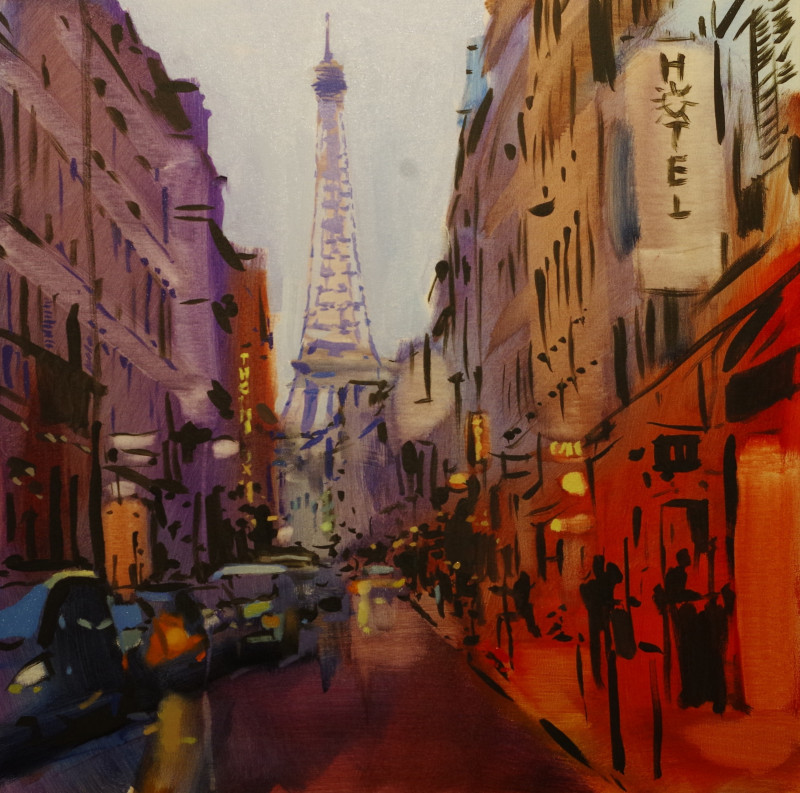 Vygandas Doveika tapytas paveikslas Vakarėjantis Paryžius, Urbanistinė tapyba , paveikslai internetu
