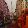 Paris In The Evening original painting by Vygandas Doveika. Urbanistic - Cityscape