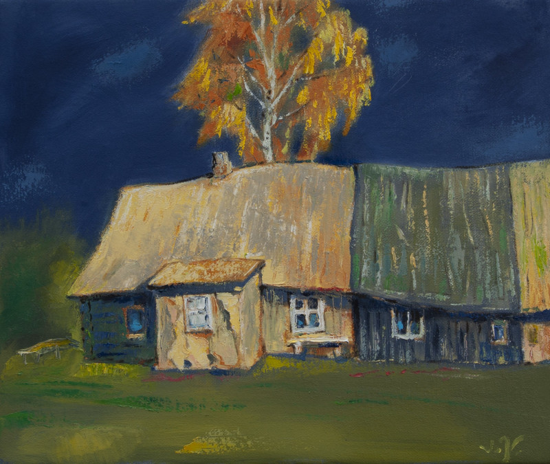 Village original painting by Vidmantas Jažauskas. Landscapes