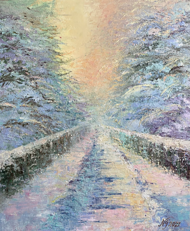 Christmas Morning original painting by Nijolė Grigonytė-Lozovska. Landscapes