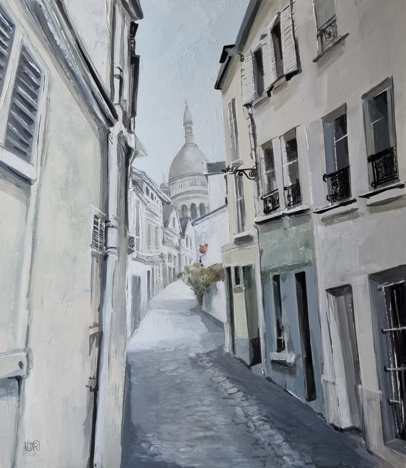 The Tranquility of Montmartre original painting by Rasa Tamošiūnienė. Urbanistic - Cityscape