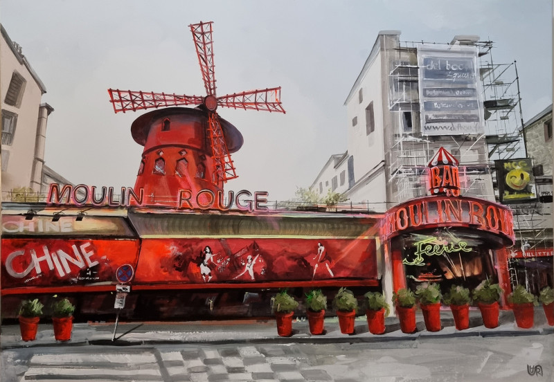Moulin Rouge original painting by Rasa Tamošiūnienė. Urbanistic - Cityscape