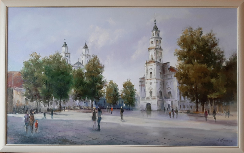 Kaunas City Hall 2 original painting by Aleksandras Lysiukas. Urbanistic - Cityscape
