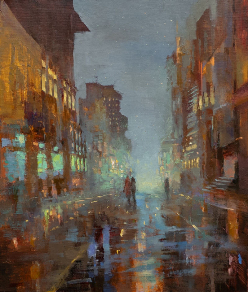 Twilights original painting by Aleksandr Jerochin. Urbanistic - Cityscape