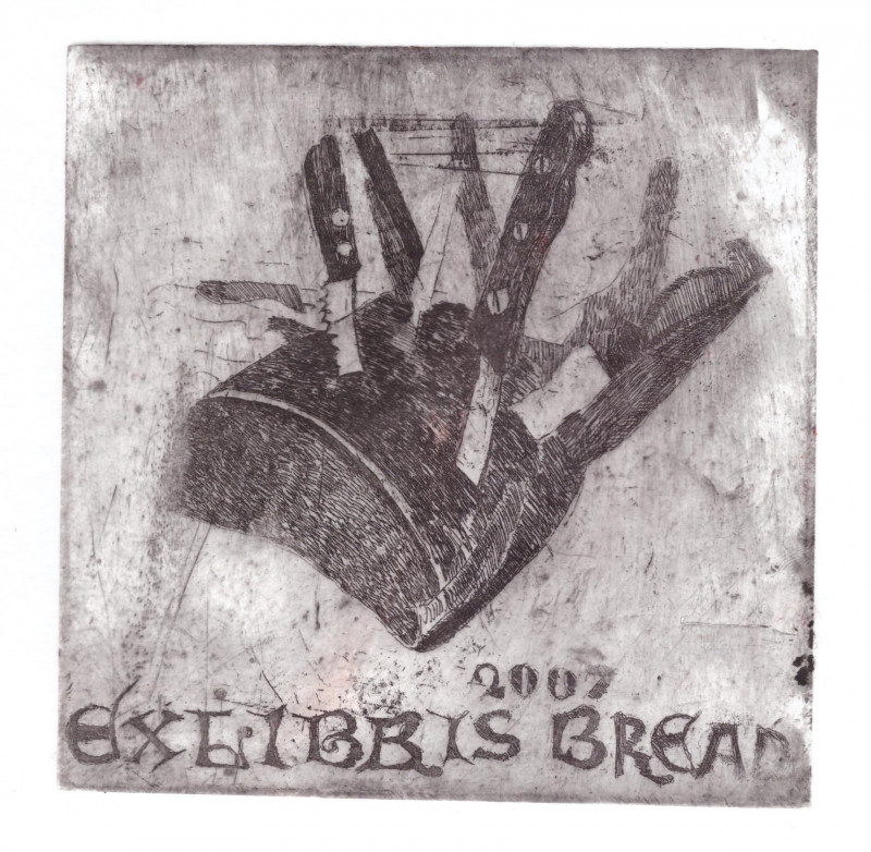 Exlibris. Bread original painting by Kristina Daniūnaitė. Miniature
