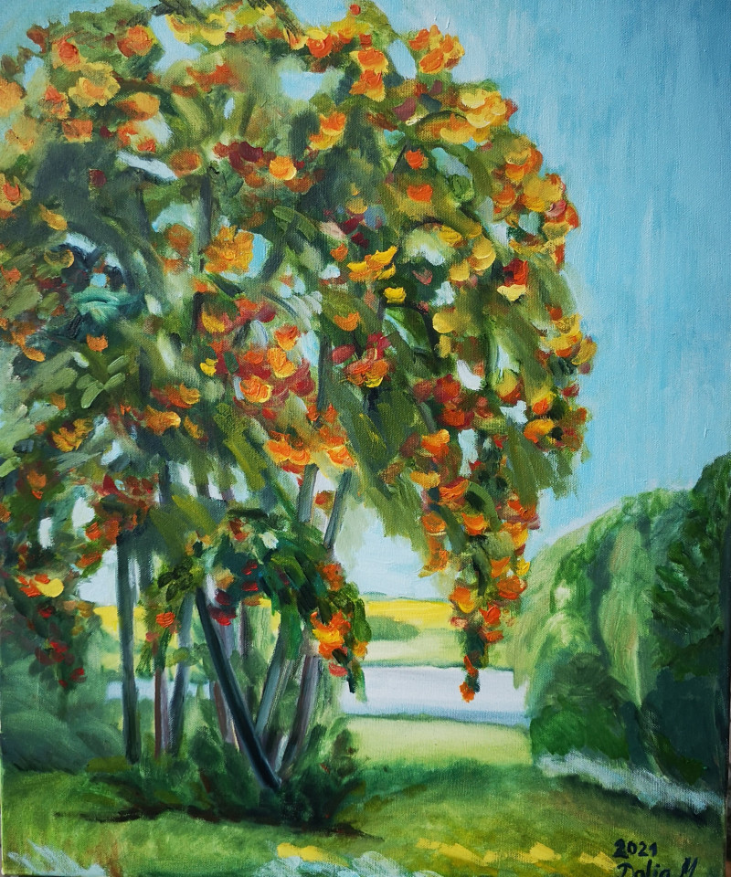 Hellebore original painting by Dalia Motiejūnienė. Landscapes