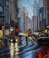 City After the Rain original painting by Serghei Ghetiu. Urbanistic - Cityscape