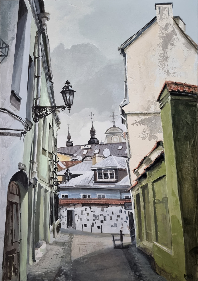 ...to Literatus street! original painting by Rasa Tamošiūnienė. Urbanistic - Cityscape