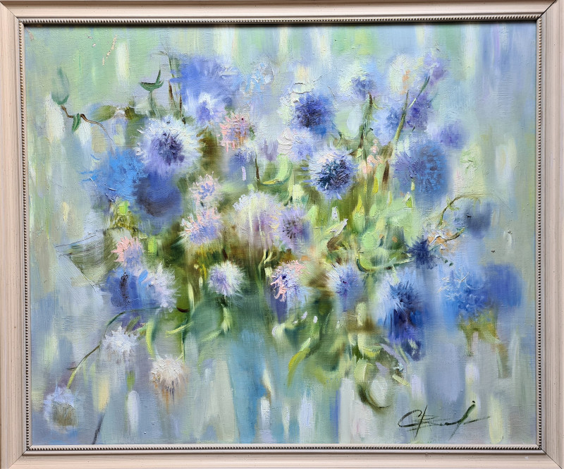 Blue Bouquet original painting by Svetlana Ovinova. Flowers