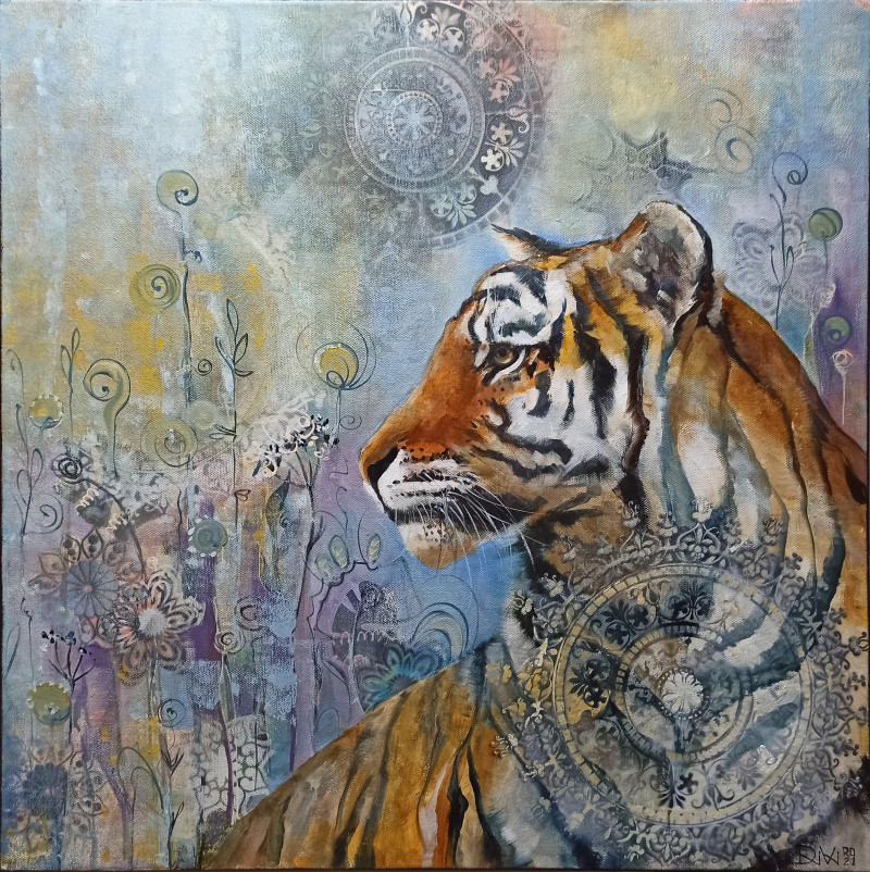 Daiva Rožukienė tapytas paveikslas Mano tigras, Animalistiniai paveikslai , paveikslai internetu