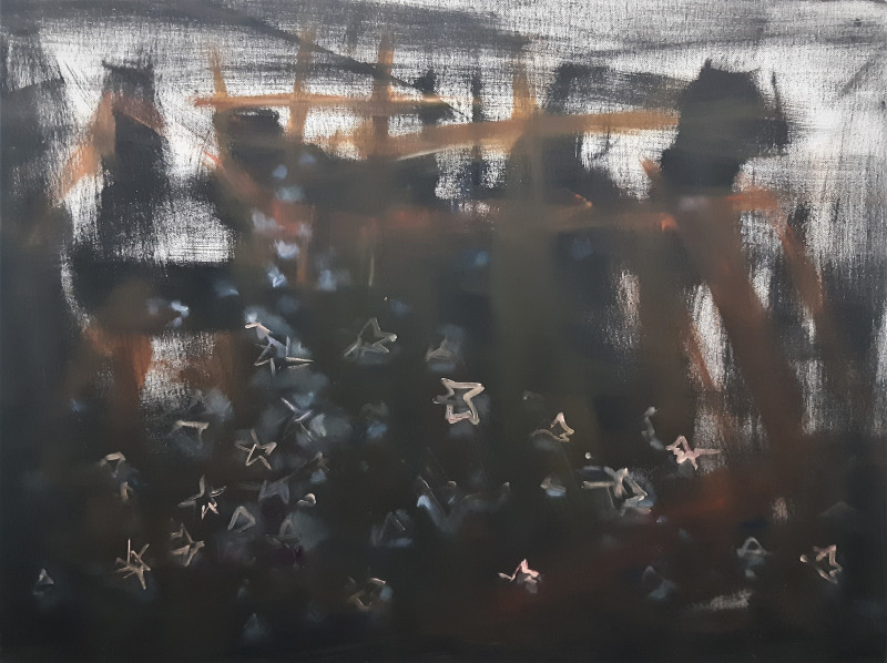 Kristina Čivilytė tapytas paveikslas Juoda su žvaigždėmis, Abstrakti tapyba , paveikslai internetu