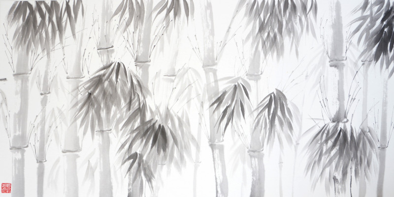 Indrė Beinartė tapytas paveikslas Bambukų giraitė II, Ramybe dvelkiantys , paveikslai internetu