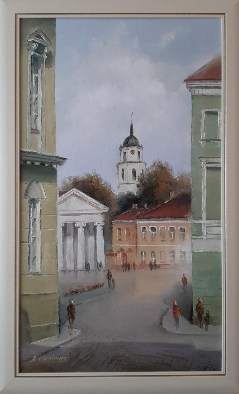 Daukanto Square original painting by Aleksandras Lysiukas. Paintings with Vilnius (Vilnius)