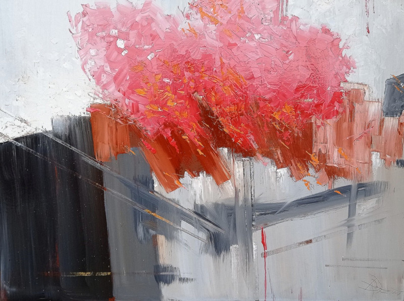 Raimundas Dzimidavičius tapytas paveikslas Sakura pražydo, Abstrakti tapyba , paveikslai internetu