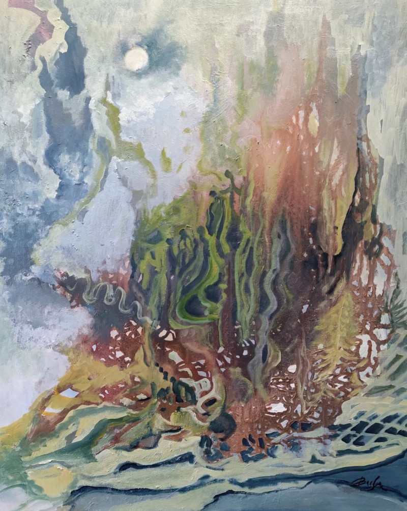 Birutė Butkienė tapytas paveikslas Pilnatis, Abstrakti tapyba , paveikslai internetu