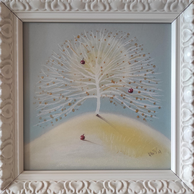 Rima Sadauskienė tapytas paveikslas Trys obuoliai, Ramybe dvelkiantys , paveikslai internetu