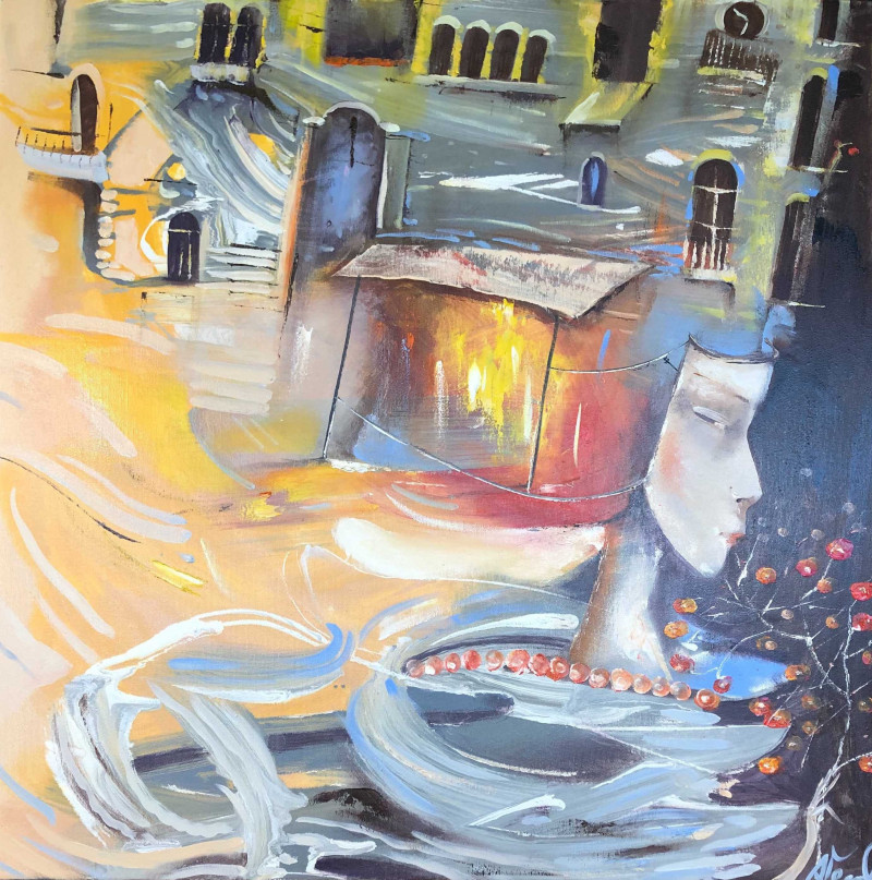 Alvydas Venslauskas tapytas paveikslas Miesto veidas, Fantastiniai paveikslai , paveikslai internetu