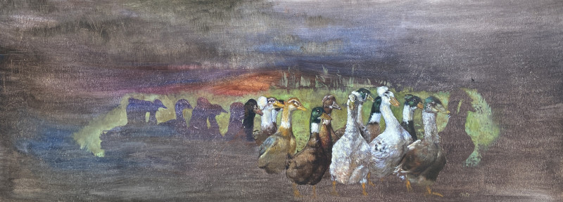 Onutė Juškienė tapytas paveikslas Paukščiai, Animalistiniai paveikslai , paveikslai internetu