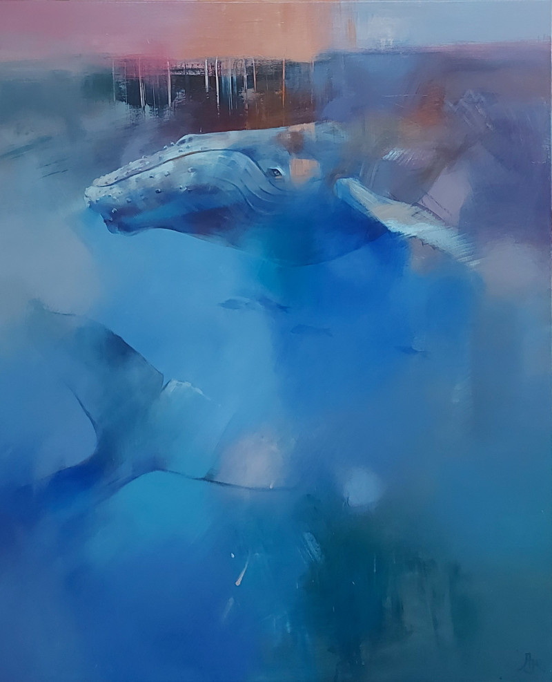 Whale Song original painting by Aistė Jurgilaitė. Animalistic Paintings