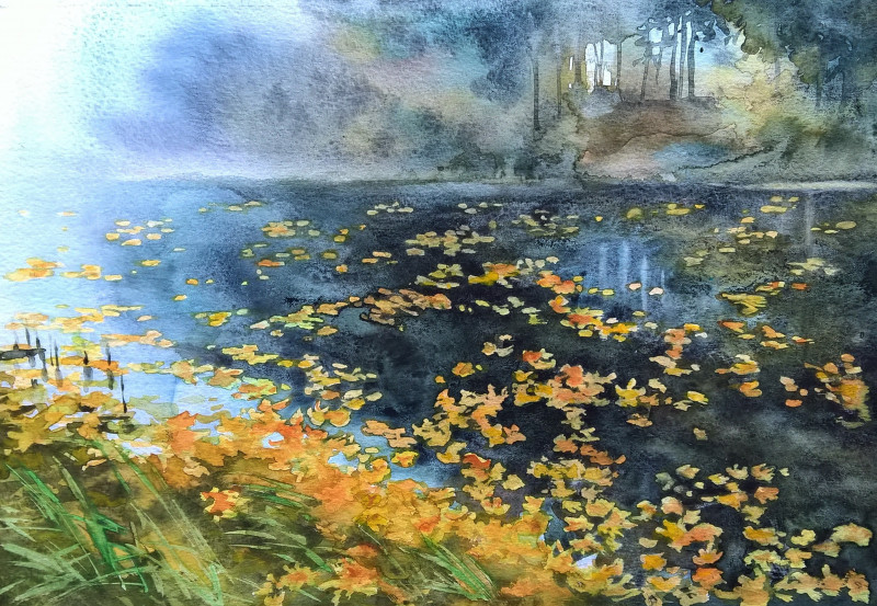 Autumn is Coming original painting by Algirdas Zibalis. Paintings With Autumn