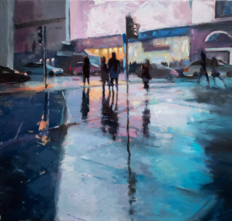 In The Light Of The City original painting by Aleksandr Jerochin. Urbanistic - Cityscape