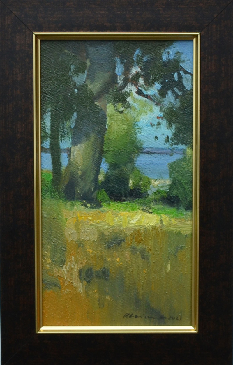 Vytautas Laisonas tapytas paveikslas Medžiai prie ežero, Peizažai , paveikslai internetu