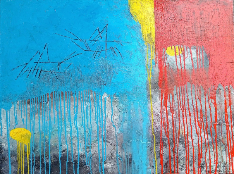 Raimundas Dzimidavičius tapytas paveikslas Dviese, Abstrakti tapyba , paveikslai internetu