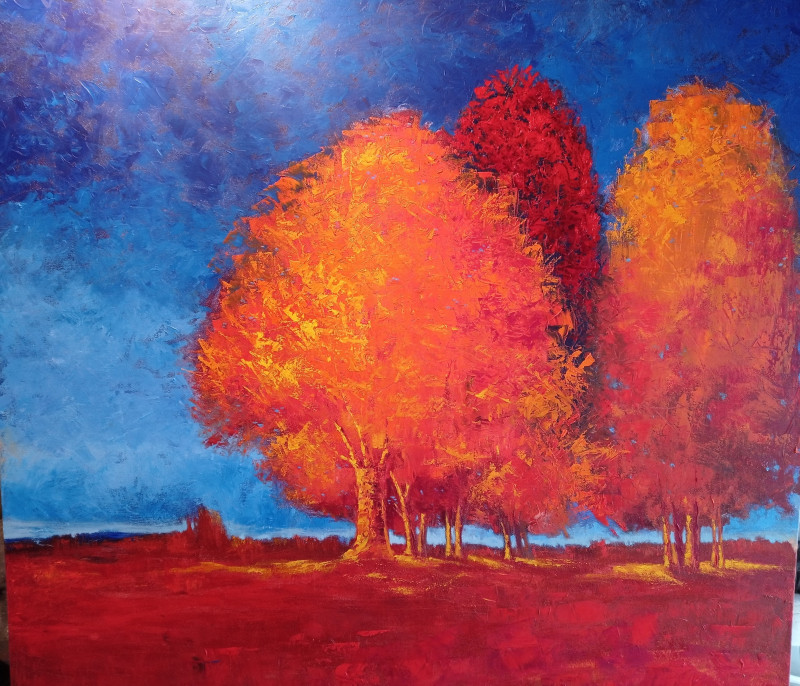 Flaming trees original painting by Raimundas Dzimidavičius. Home