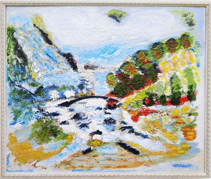 Gitas Markutis tapytas paveikslas Ties kalnų perėja, Abstrakti tapyba , paveikslai internetu