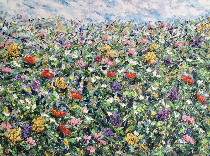 Vilma Gataveckienė tapytas paveikslas Blooming Field, Gėlės , paveikslai internetu
