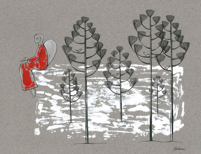Ieva Stoškienė tapytas paveikslas Žiemos tyla, Fantastiniai paveikslai , paveikslai internetu