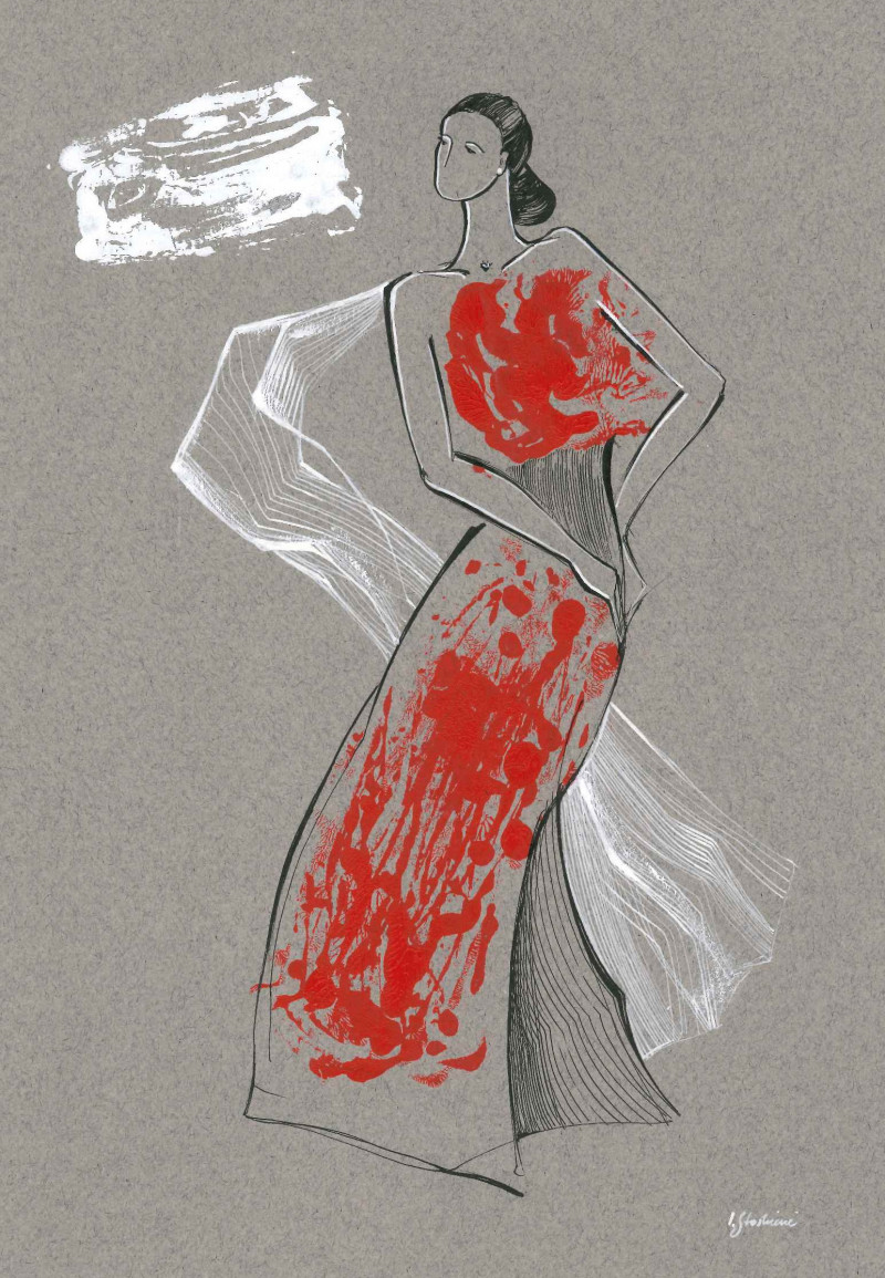 Ieva Stoškienė tapytas paveikslas Moteris raudona suknia, Moters grožis , paveikslai internetu