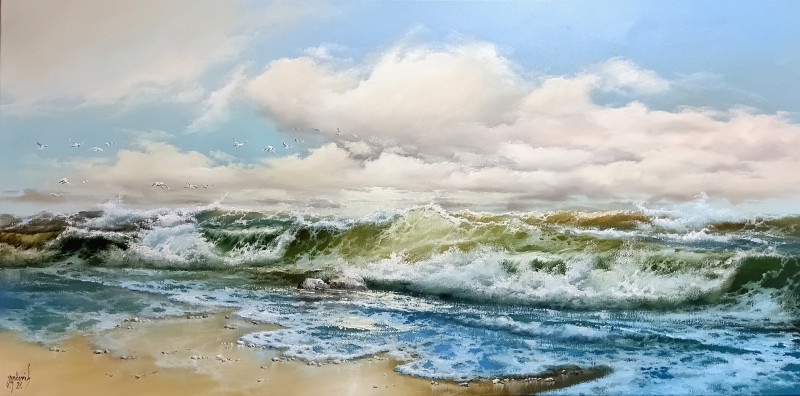 Baltic Sea VIII original painting by Valdas Ančeris. Marine Art